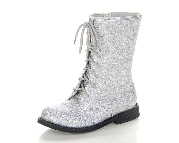CLEARANCE Jelly Beans Jelly Beans Lace-Up Boot in Silver Sparkle