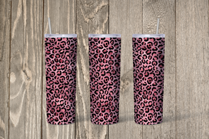 Pink & Black Leopard Print Skinny 20oz Tumbler