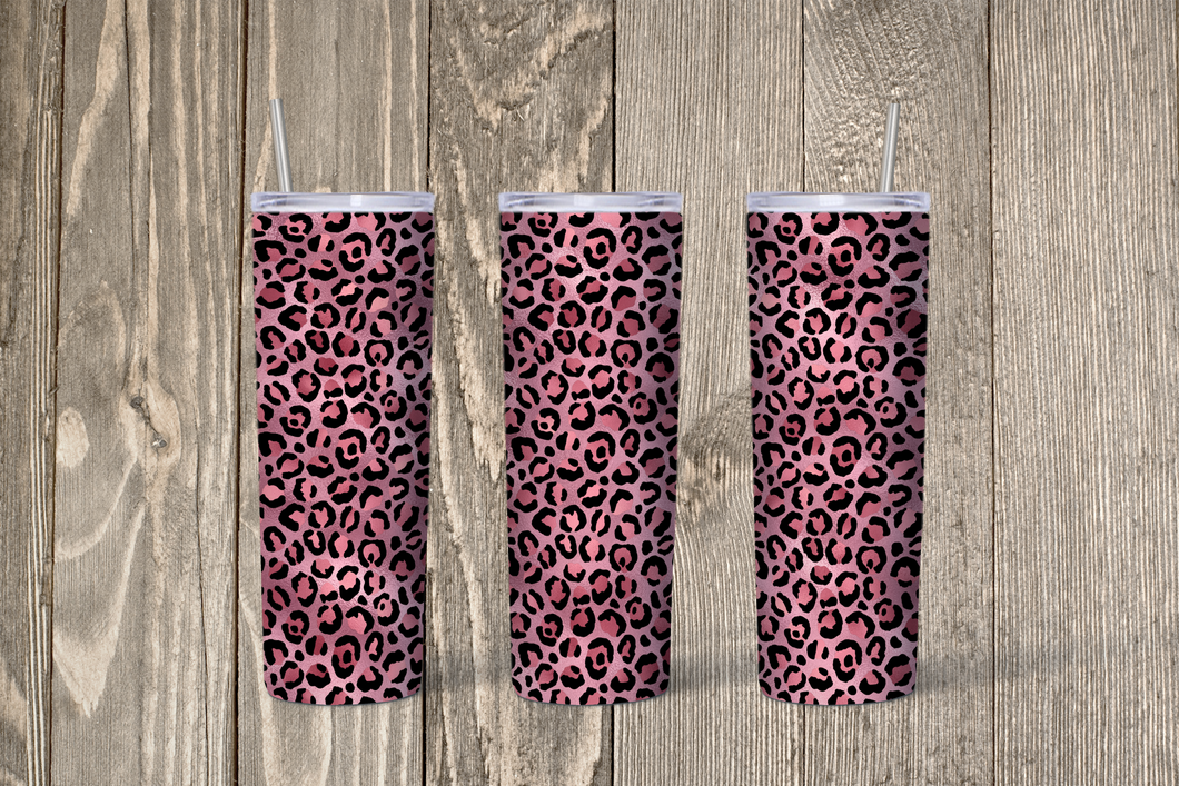 Pink & Black Leopard Print Skinny 20oz Tumbler