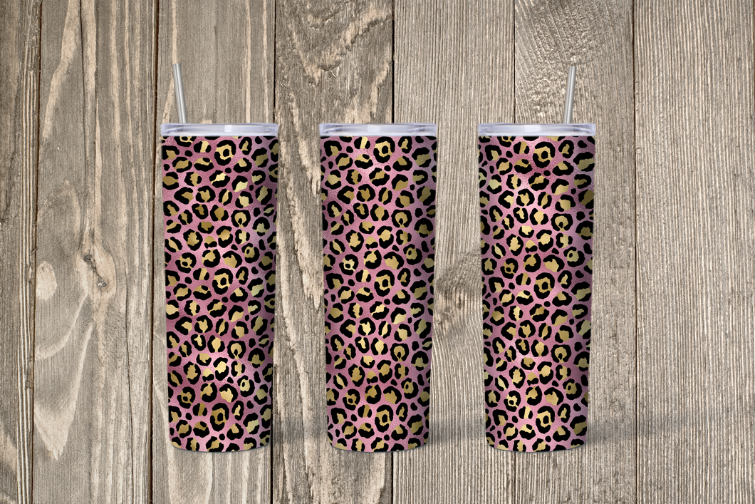 Pink & Gold Leopard Skinny 20oz Tumbler