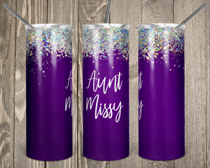Purple Glitter Skinny 20oz Tumbler
