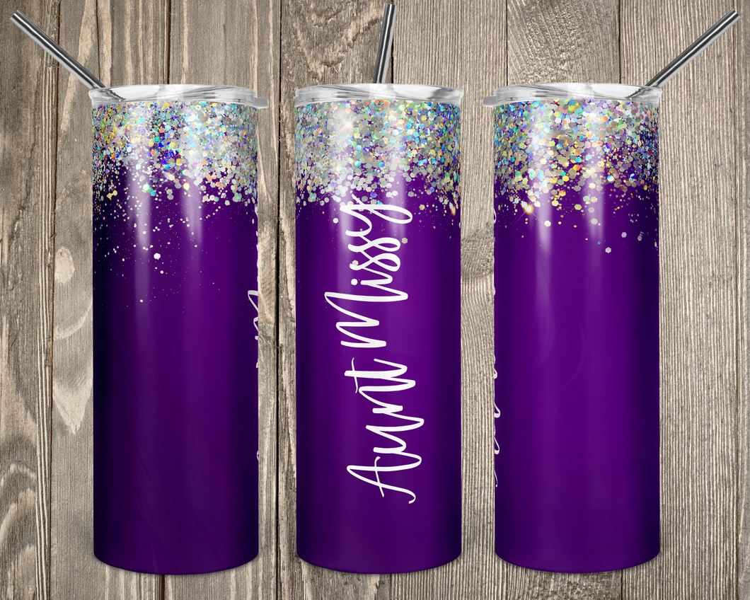 Purple Glitter Skinny 20oz Tumbler