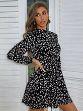 Load image into Gallery viewer, Printed Frill Neck Long Sleeve Dress

