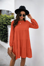 Load image into Gallery viewer, Balloon Sleeve Keyhole Tiered Dress
