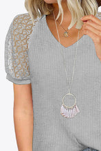 Load image into Gallery viewer, V-Neck Raglan Sleeve Openwork Tee
