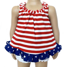 Load image into Gallery viewer, AnnLoren Baby Girls 4th Of July Swing Tank Top With Ruffle Trim And Bow
