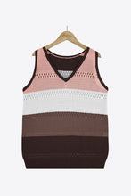 Load image into Gallery viewer, Striped Openwork V-Neck Knit Tank
