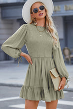 Load image into Gallery viewer, Smocked Tied Balloon Sleeve Mini Dress
