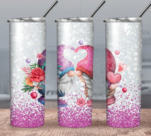 Load image into Gallery viewer, Valentine&#39;s Day Gnome Couple Tumble in Hot Pink &amp; Silver
