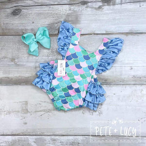 Pete & Lucy Mermaid Tails Infant Romper